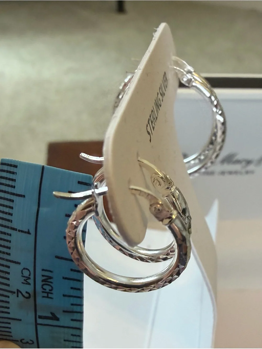 Macy's Sterling Silver Textured Hoop Earrings - Silver
